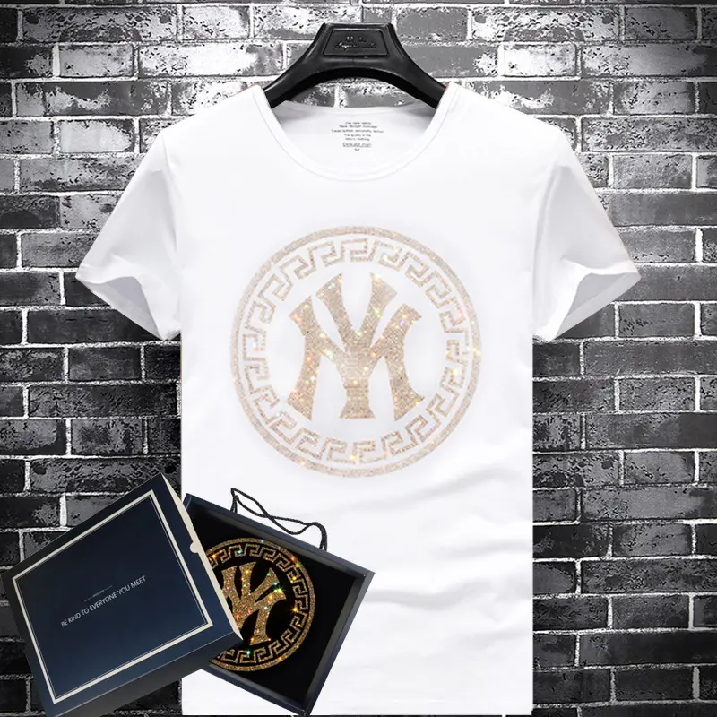 Logo personnalisé de créateur 100 coton sérigraphié vintage épaule tombante strass hommes t-shirts t-shirts uomo lavé tshirt pour hommes