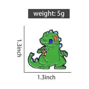 Japon karikatür sevimli Anime periferik alaşım broş yeşil dinozor Schoolbag dekorasyon Pin yaka Pin Metal rozeti - Product Image 6