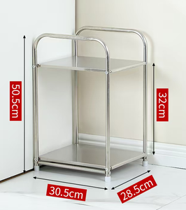 Étagère de rangement minimaliste en acier inoxydable à 2 niveaux, unité de rangement mobile <span class=keywords><strong>pour</strong></span> cuisine et salle de bain, table d'appoint - Product Image 6