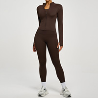 Ensemble de yoga taille haute rehausseur de silhouette en Spandex/Polyester, très élastique, respirant, infroissable et uni, pour le sport