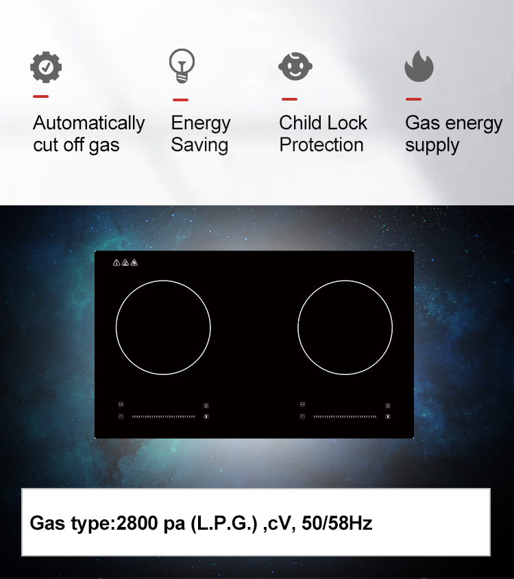 Hot Sale Professional Counter Integrated Built In Three Burner Cooker Electric And Gas Hobs With Skin Touch Control
