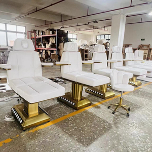 Gouden Luxe Roestvrijstalen Basis Met Voetbediening Elektrische Schoonheidsmassage <span class=keywords><strong>Bed</strong></span> 3/4 Motor Gezichtsbed Voor Schoonheidssalon