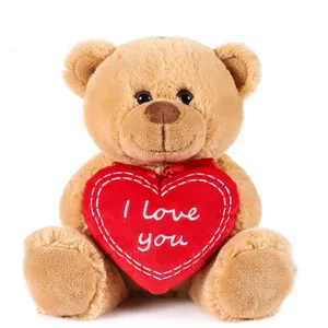 2024 beruang kustom boneka beruang hadiah Hari Valentine/beruang mewah dengan huruf merah di tangan/Beruang Valentine mewah