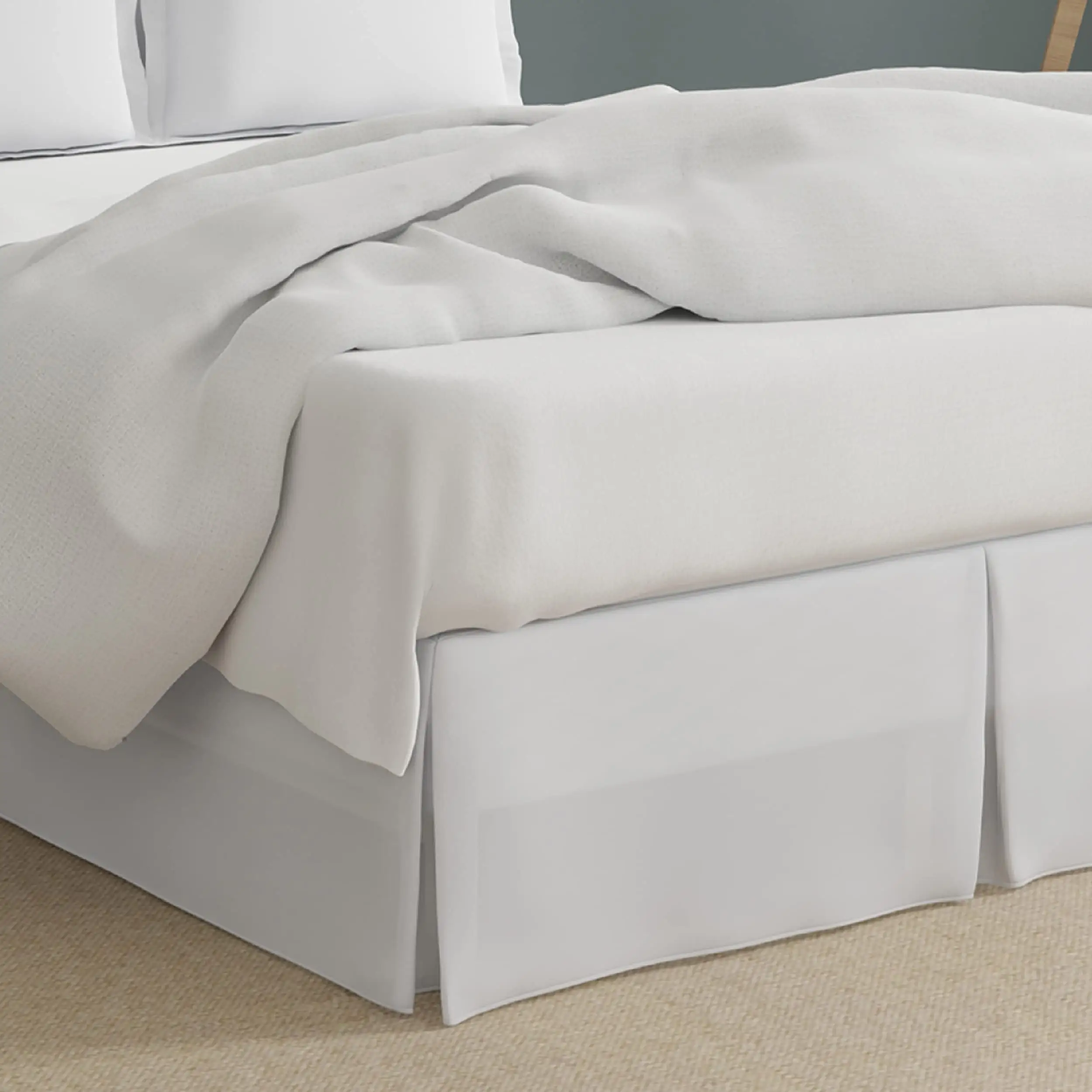 New Arrival Low Maintenance Wrinkle Resistant Bedskirt White Wrap Around Bed Skirts
