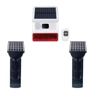 Barrière infrarouge sans fil <span class=keywords><strong>Agshome</strong></span> 433 MHz alimentée par panneau solaire avec sirène solaire 120 dB, kit d'alarme sans fil pour extérieur - Product Image 1