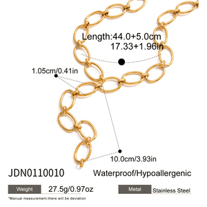 สร้อยคอวินเทจ JD รุ่น O Link สำหรับผู้หญิง ชุบทอง 18K ทำจากสแตนเลสสตีล ดีไซน์สวยงาม ปรับความยาวได้ - Product Image 4