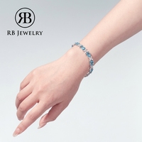 Gelang Perak 925 Topaz Bentuk Tetesan Air dengan Inlay Batu Permata Desain Floral Perhiasan Asli untuk Hadiah Ulang Tahun Pacar Istri