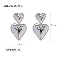 Boucles d'oreilles tendance en acier inoxydable pour femmes, forme cœur, cadeau de mariage, fiançailles, fête, bijoux