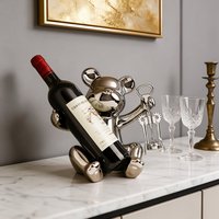 Support à vin créatif en argent plaqué avec tire-bouchon - Porte-bouteilles moderne de luxe en métal pour cuisine et bar, cadeau de décoration intérieure unique