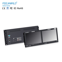 Monitor de Montaje en Rack HD FEELWORLD FRM1001G, Doble Pantalla de 10.1 Pulgadas, 4RU, 12G-SDI, 4K HDMI, 1920x1200 IPS, Precio de Fábrica OEM, Logotipo Personalizado