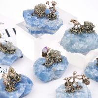 Cristal de Cianita Azul Natural, Adorno de Piedra Pulida, Espécimen de Feng Shui, Decoración Grabada, Regalo