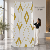 Revêtement mural auto-adhésif en lignes géométriques or blanc 1,2x3m 2,3mm IXPE pour projets de rénovation d'appartements
