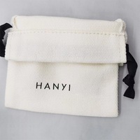 Logo personnalisé mini petite toile coton boucle d'oreille collier bijoux paquet pochette sac à cordon