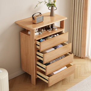 Solid Wood <b>Chest</b> Of Drawers 4 Drawer <b>Storage</b> Cabinet Bedroom Dresser For Small Apartment Living Room Simple Wooden Cabinet - Product Image 1