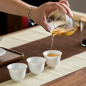 Ceramic <b>Teacup</b> Set Thin Wall White Porcelain Tasting Cup Heat Resistant Gift Occasion - Product Image 2