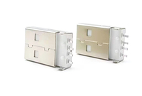 Conector Hembra USB2.0-AM de YZTECH, SMT, Blanco, Latón, PCB, 4P, 12V, 1A