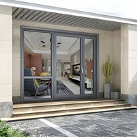 Porte coulissante en aluminium de fabrication chinoise, design moderne, profil noir, porte coulissante en verre pour maison, balcon, utilisation en matériaux de construction