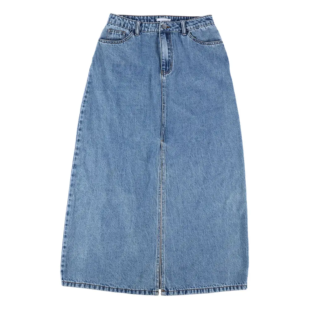 Wholesale Customized Classic Design Furcal Blue Color Jean Skirt Jeans Women Custom Denim Skirt