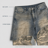 Jeans pour hommes SOONREE, haute qualité OEM ODM, pantalon cargo Y2K à empiècements, jeans baggy en denim pour hommes, effet usé