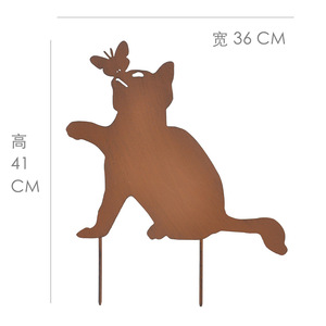 금속 고양이 장식 정원 말뚝 3 팩 검은 고양이 실루엣 마당 말뚝 정원 봄 장식 반사 야외 동상 - Product Image 3