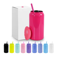 Tasse de voyage en acier inoxydable de 16oz, tasse isolée avec paille chaude pour le café et le thé, pot en acier inoxydable à sublimation colorée