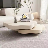 Petit meuble de table basse en bois portable unique pour la maison Table basse ronde rotative nuage blanc de style moderne pour le salon