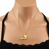 Colliers pendentifs avec carte du pays d'Haïti et noms des états pour femmes, bijoux en argent et or couleur Ayiti