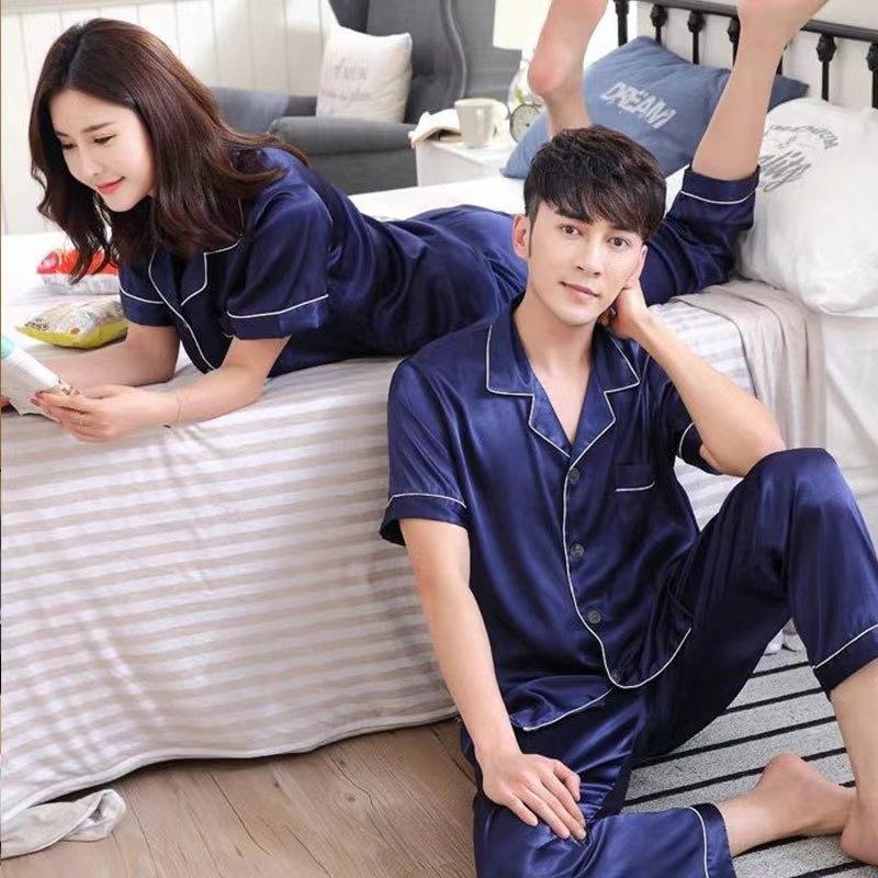 M-XXXL Paio Pigiama Set Raso di Seta Del Ghiaccio Pigiama A Righe Indumenti  Da Notte Vestito di Casa Pigiama Per Gli Amanti Uomo Donna Lovers 'Clothes 