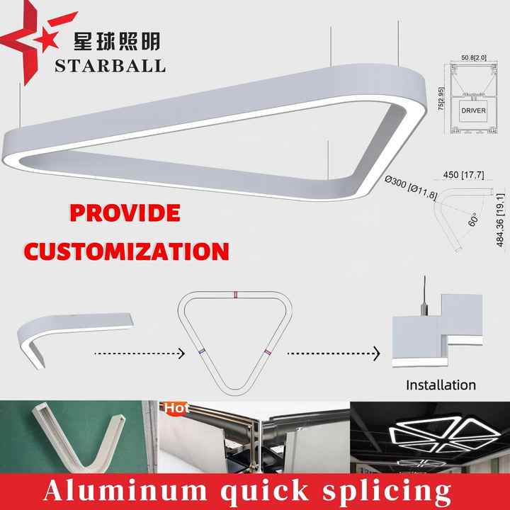 Customizable Triangular LED Linear Light Fast Assembly Aluminum Profile ...