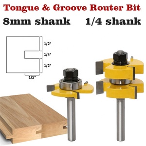 <span class=keywords><strong>Fraise</strong></span> à rainurer en T pour le travail du bois, 8 mm, tige de 1/4 po, jeu de fraises à rainurer et à rainurer et à rainurer (tongue and groove) - Product Image 2