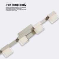 Lámpara de Pared LED de Lujo Moderna con Diseño Lineal, 4 Luces, Pantalla Cuadrada, Níquel Hierro, 3000K Luz Diurna, para Baño Interior