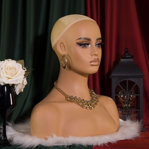 Maniquí de PVC para la parte superior del cuerpo con cabeza, hombros y busto para exhibición de pelucas de mujeres afroamericanas, 54 cm - Product Image 4