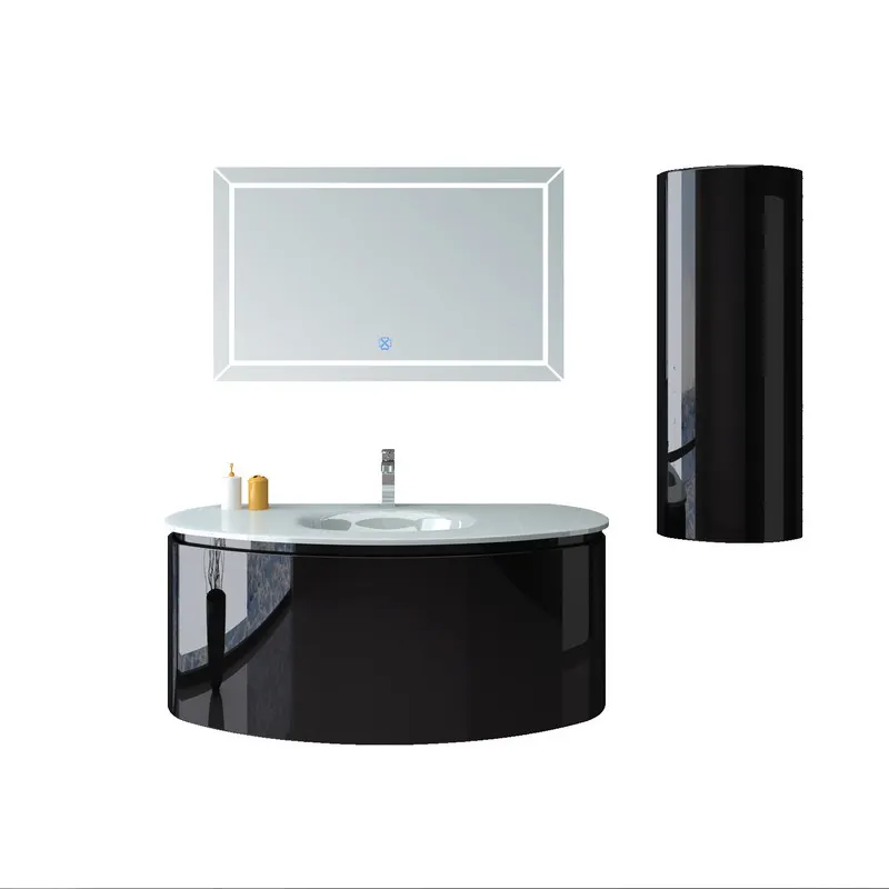 Noir haute brillance salle de bain vanité formica haut de gamme pas cher vanité meubles de salle de bains