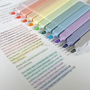 10 surligneurs carrés esthétiques <span class=keywords><strong>pastel</strong></span>, mignons et aux couleurs terreuses, surligneurs et stylos pour Bible, sans bavure, avec pointe biseautée - Product Image 2