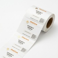 Étiquettes personnalisées durables en PET blanc résistantes à l'huile pour médicaments et pilules, avec dorure à chaud, découpe et pelliculage mat pour l'emballage