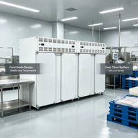 Industriële vierdeurs blastvriezer -80°C ℃   Ultra-lage temperatuur vrieslade met aangepaste spanning voor vlees- en pluimveeverwerkingsbedrijven