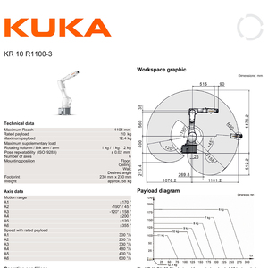 <span class=keywords><strong>Bras</strong></span> robotisé KUKA KR10 R1100-3 à 6 axes, haute vitesse, portée de 1100 mm, pour assemblage automatique avec préhenseur à vide - Product Image 3