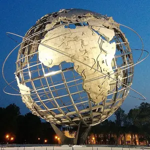 Custom Large Garden Decoration Metal Unisphere Earth Statue Stainless Steel World Globe Sculpture For Outdoor