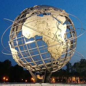 Escultura de Globo Terráqueo de Acero Inoxidable, Estatua de la Tierra en Forma de Esfera Metálica, Decoración de Jardín Grande Personalizada para Exteriores - Product Image 1