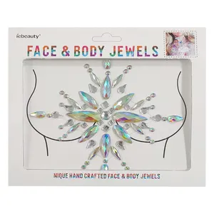热卖奢华设计装饰七彩水晶钻石纹身贴纸水钻胸部3D 5D宝石贴纸