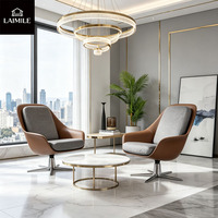 Fauteuil d'appoint pivotant moderne avec repose-pieds, coque en contreplaqué, coussin en tissu, base étoile chromée, chaise de salon de détente pour villa