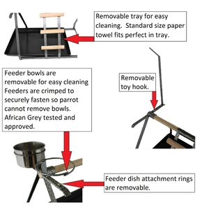 Özelleştirilmiş Metal masa papağan oyun standı oyuncak askı besleyici katı desen popüler ahşap çelik demir standları - Product Image 5