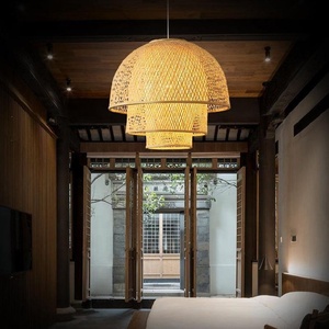 <span class=keywords><strong>Lampe</strong></span> suspendue en rotin tressé à la main de style bohème, décoration de plafond en bambou Bofo pour restaurant, café - Product Image 2