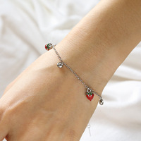 Bijoux de mode, bracelet en acier inoxydable plaqué or 18K PVD, émail, motif fraise, bracelet à breloques fraises pour femmes