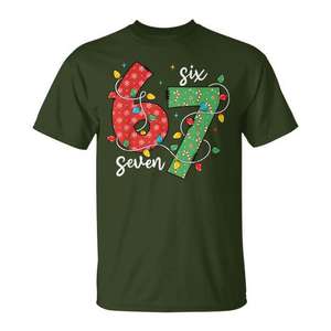 Camiseta Six Seven Christmas Lights 6-7 Meme Brain Rot con diseño navideño - Product Image 1