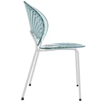 Chaise de salle à manger contemporaine élégante en plastique transparent vert clair avec pieds en métal chromé pour la maison, le bureau et les salles à manger