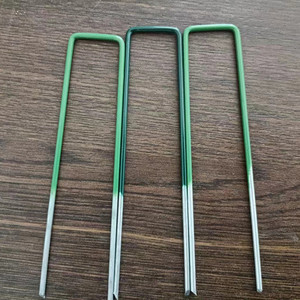 Piquets de pelouse en fer en forme de U avec tige lisse pour <span class=keywords><strong>gazon</strong></span> artificiel, piquets de sol en acier galvanisé de 3 mm - Product Image 5