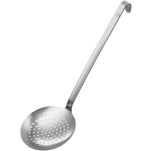 Cuillère à soupe en acier inoxydable, ustensiles de cuisine argentés pour restaurant et maison, ensemble de louches de service à long manche avec crochet - Product Image 1