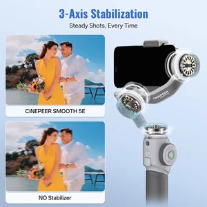 Estabilizador de teléfono inteligente ZHIYUN SMOOTH 5E, Gimbal de 3 ejes con seguimiento inteligente, antivibración, edición inteligente, control remoto, palo para selfies - Product Image 2