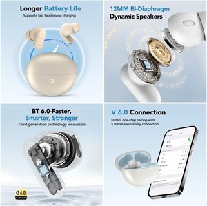 Zinc Alloy Semi-In-Ear TWS Earbuds with Noise Cancelling Digital Display for 5.4 IPX4 Waterproof <b>Microphone</b> for Sports - Product Image 3